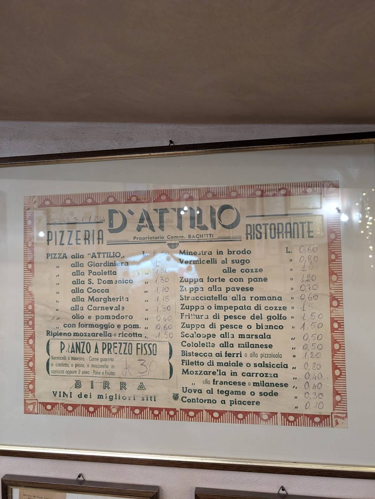 Menu di Pizzeria Attilio's 
