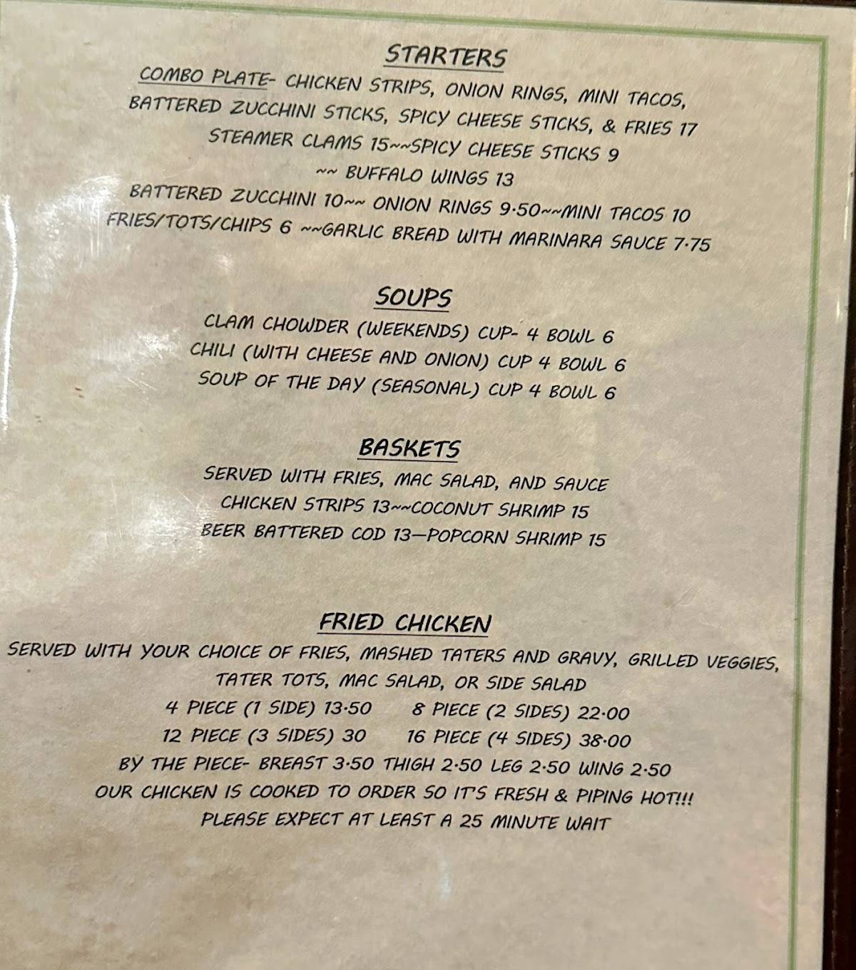 Menu at Baldini's Restaurant & Lounge, Merlin