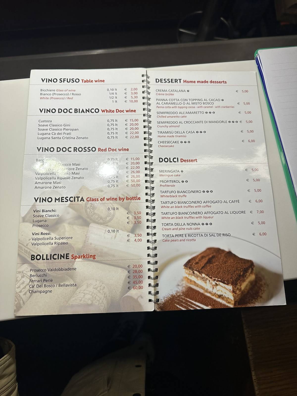 Menu di Pizzeria Bella Napoli - Verona 