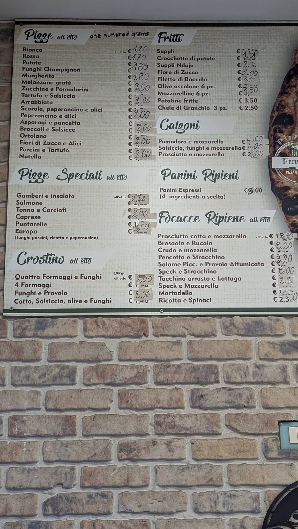 Menu di Pizzería Europa 