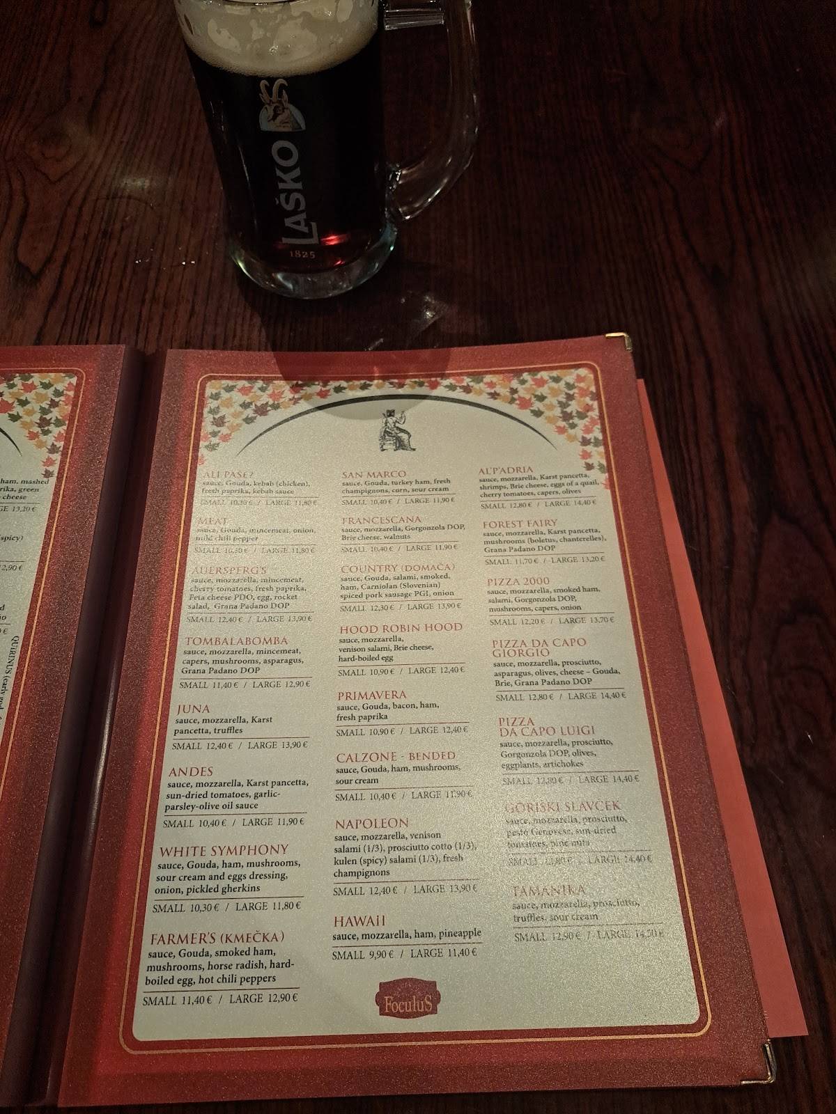 Menu di Pizzeria FoculuS 