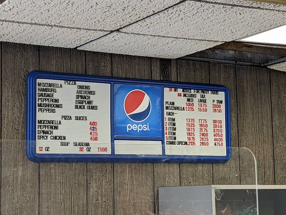 Menu at Franklin Giant Grinder Shop pizzeria, Hartford