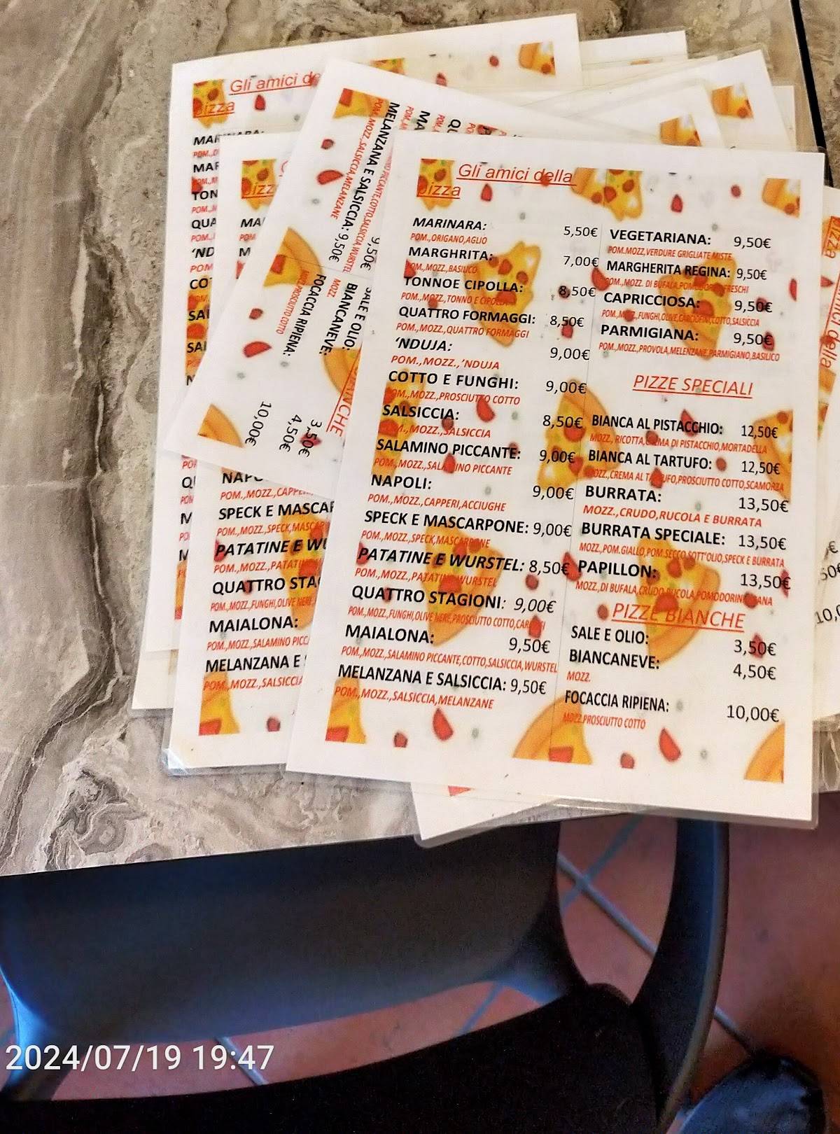 Menu di Pizzeria Gli Amici della Pizza 