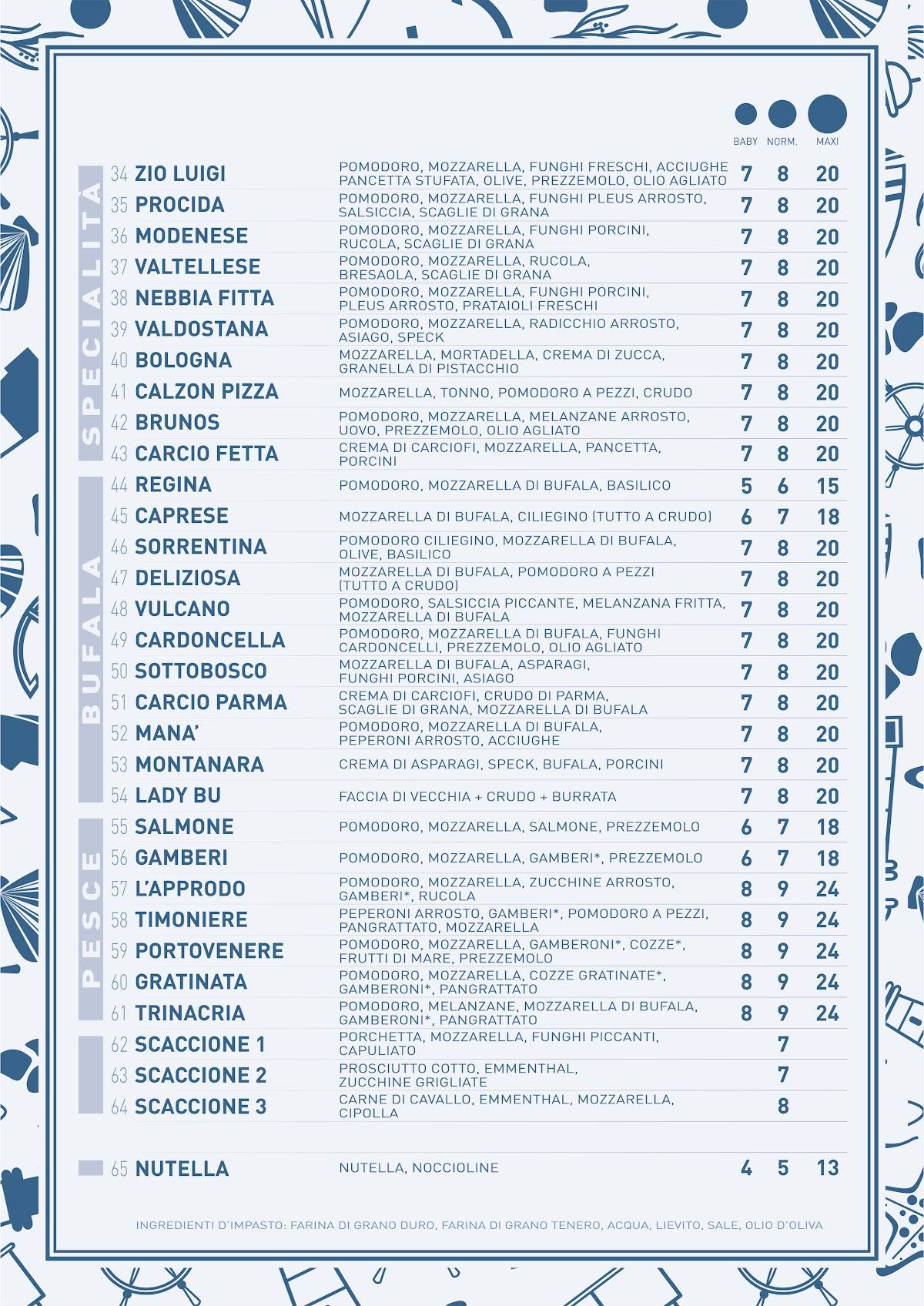 Menu di Pizzeria L'Approdo - Pizza & Wine 