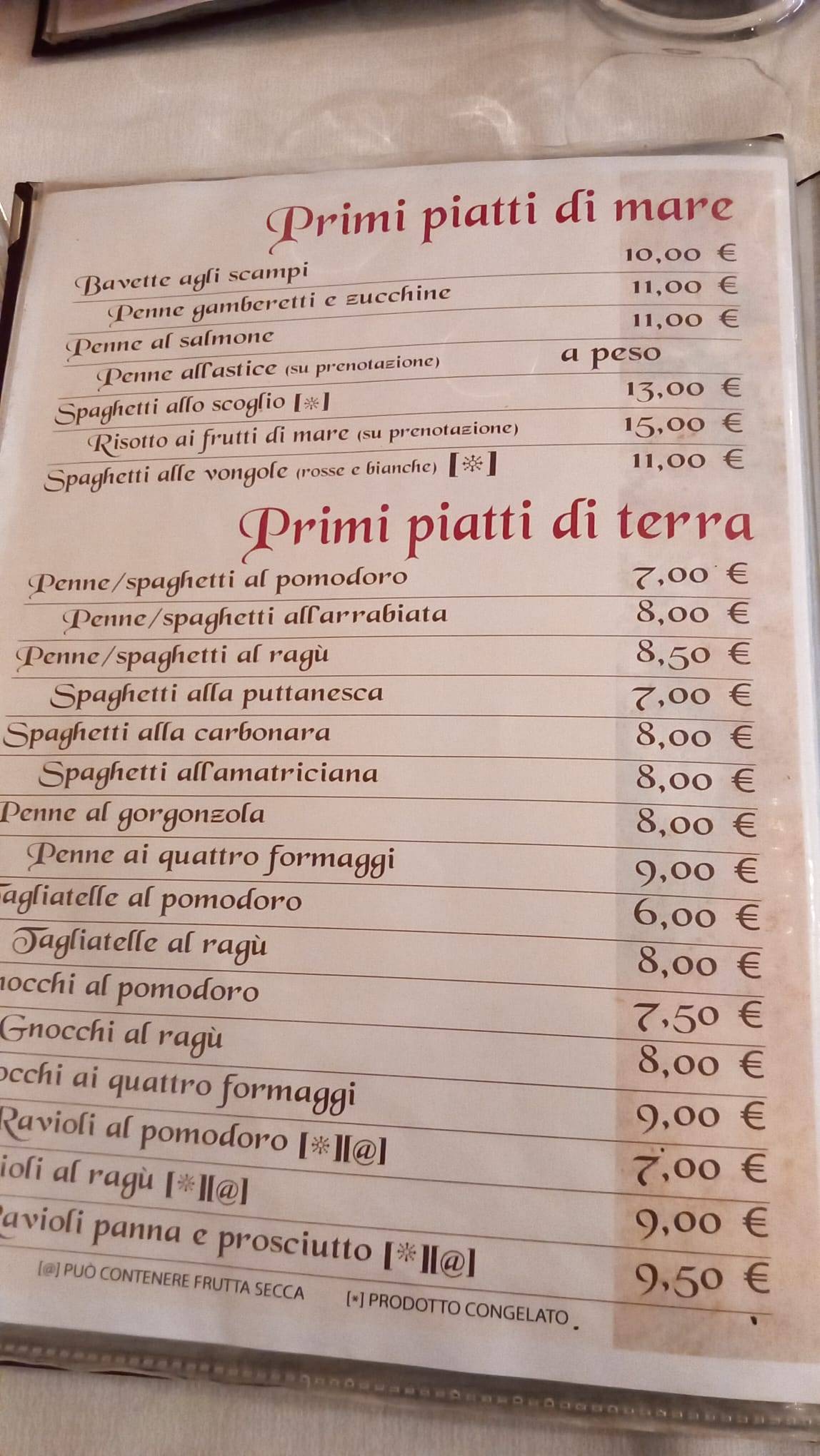 Menu di Pizzeria La Piccola Tramonti 