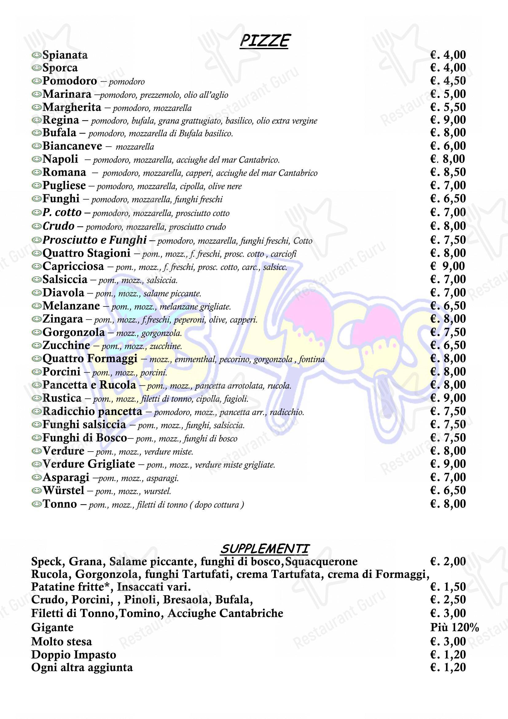 Menu per Pizzeria Los Locos ristorante