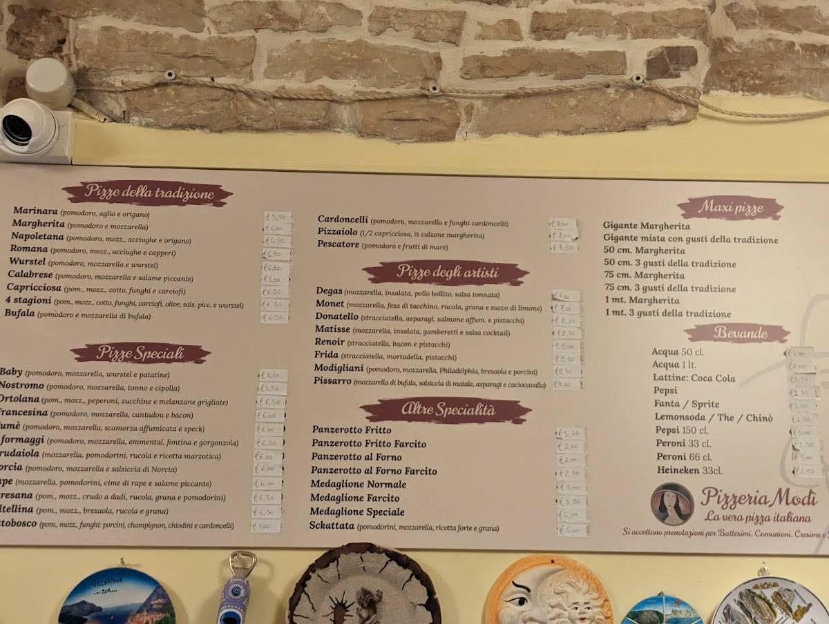 Menu di Ristorante Pizzeria Modì 