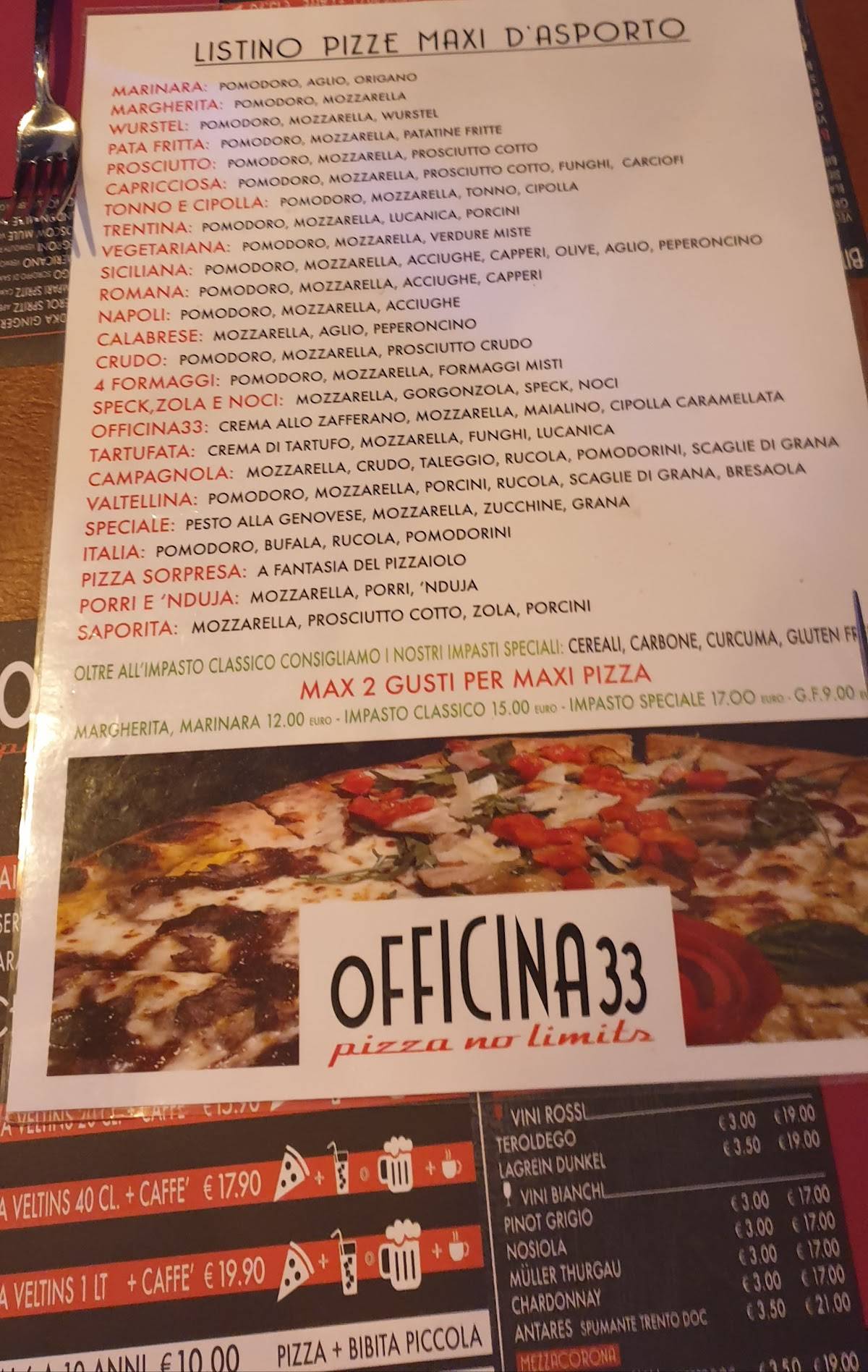 Menu di Pizzeria Officina 33 
