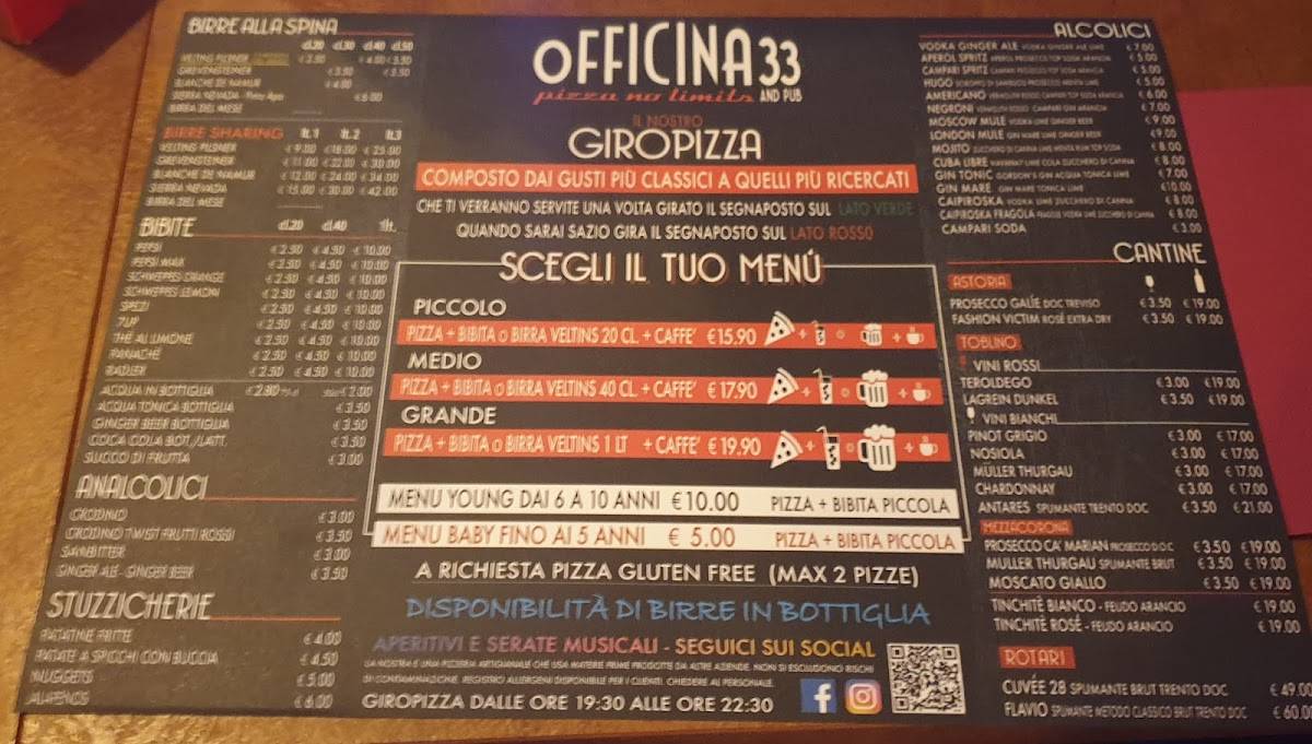 Menu di Pizzeria Officina 33 