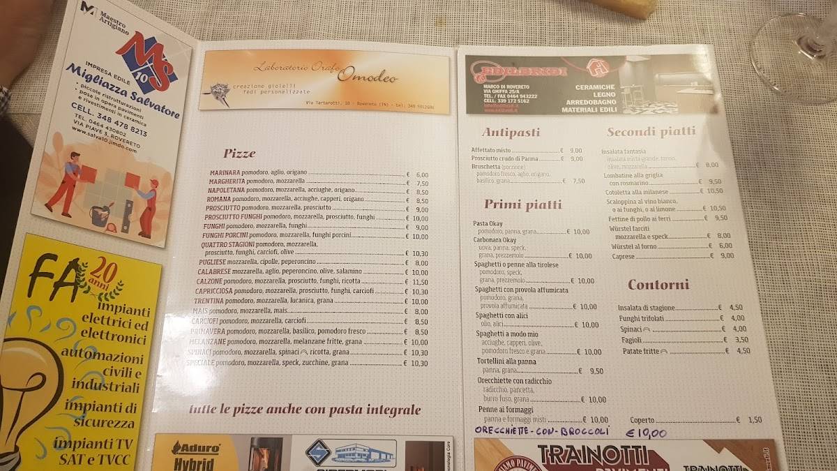 Menu di Pizzeria Okay 