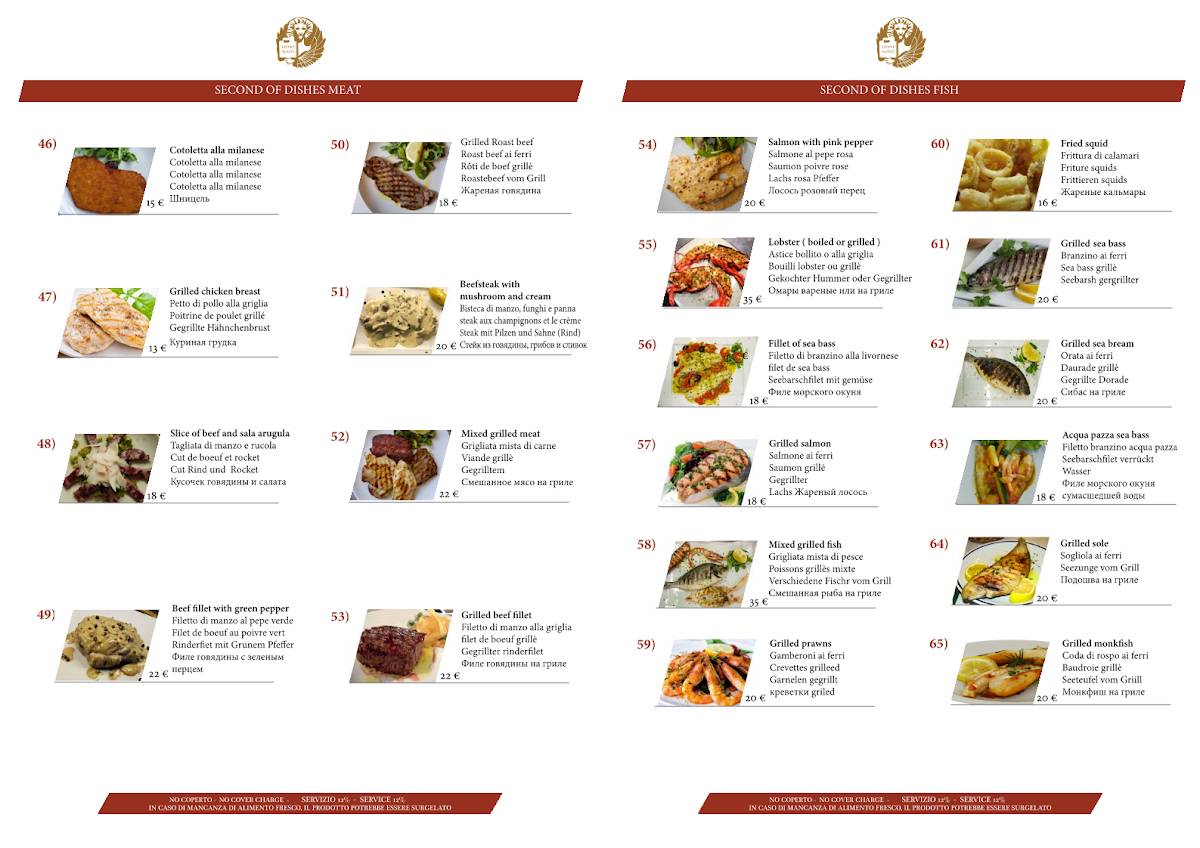 Menu di Osteria Leone Alato 