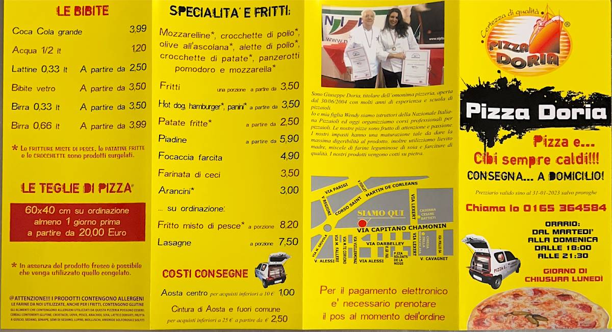 Menu di Pizza Doria 