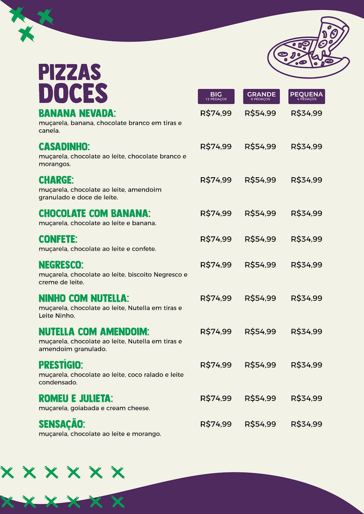 Pizzaria Kamaleão Rodízio e Delivery cardápio