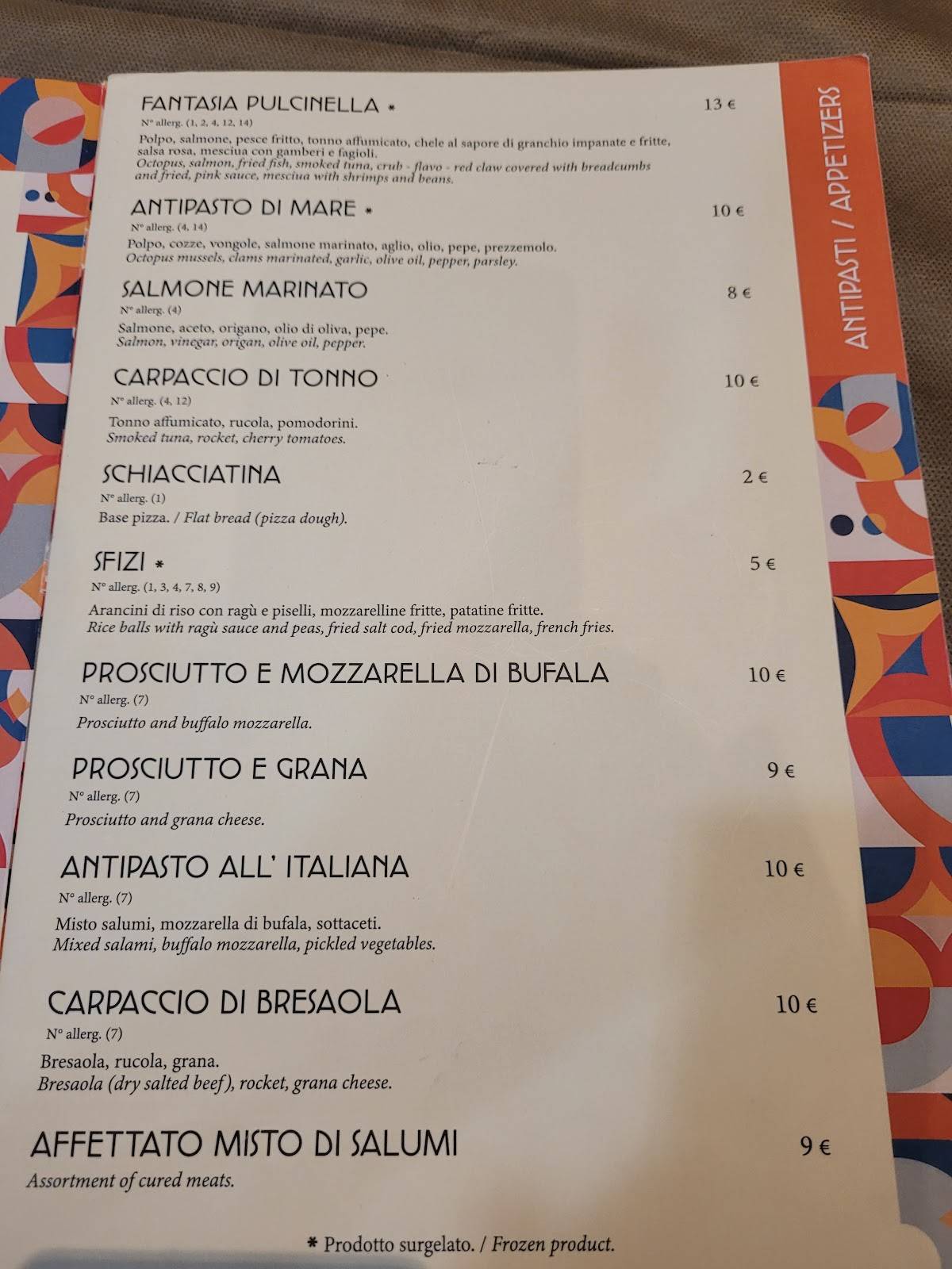 Menu di Pizzeria Trattoria Pulcinella 