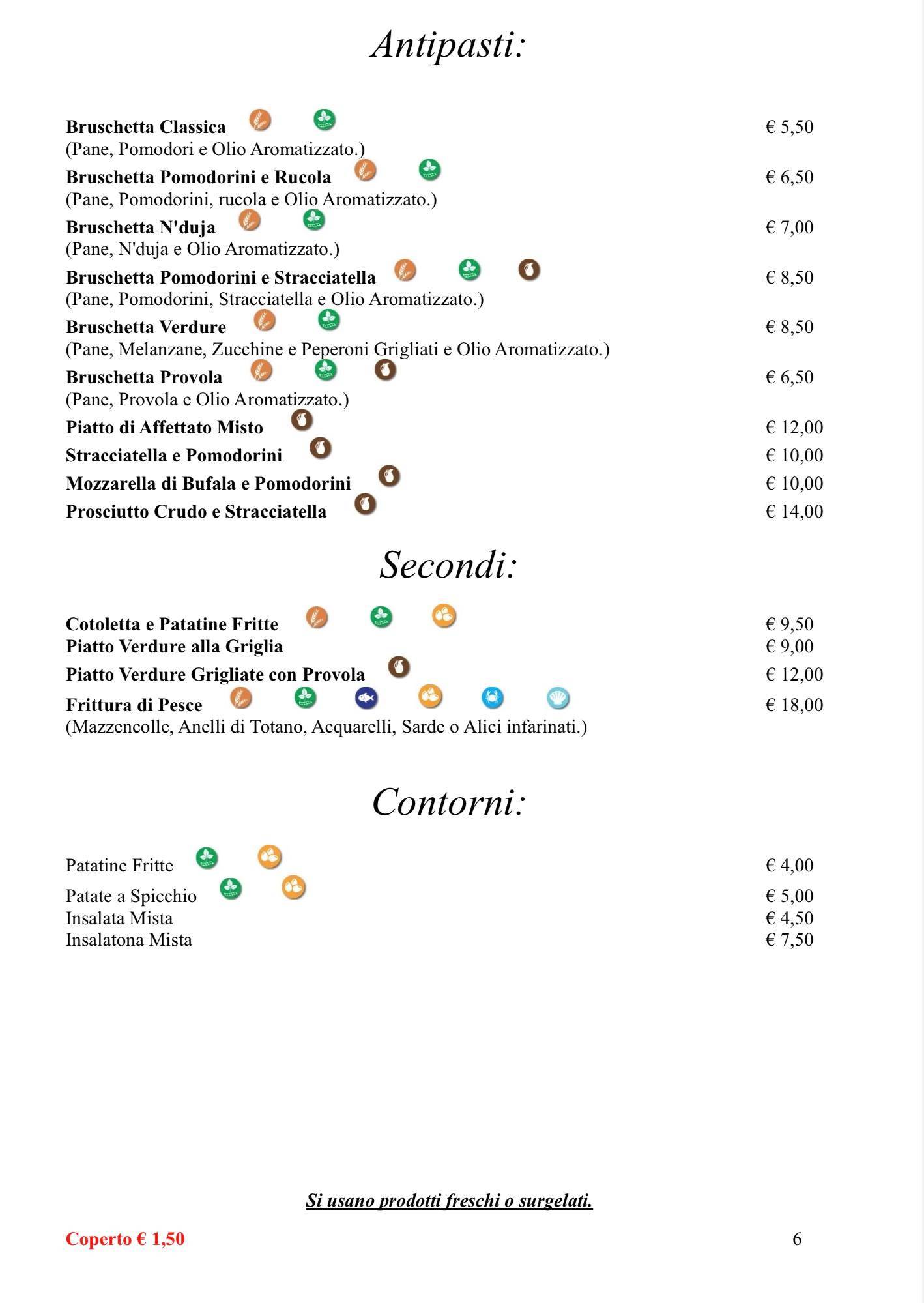 Menu di Pronto e Via 