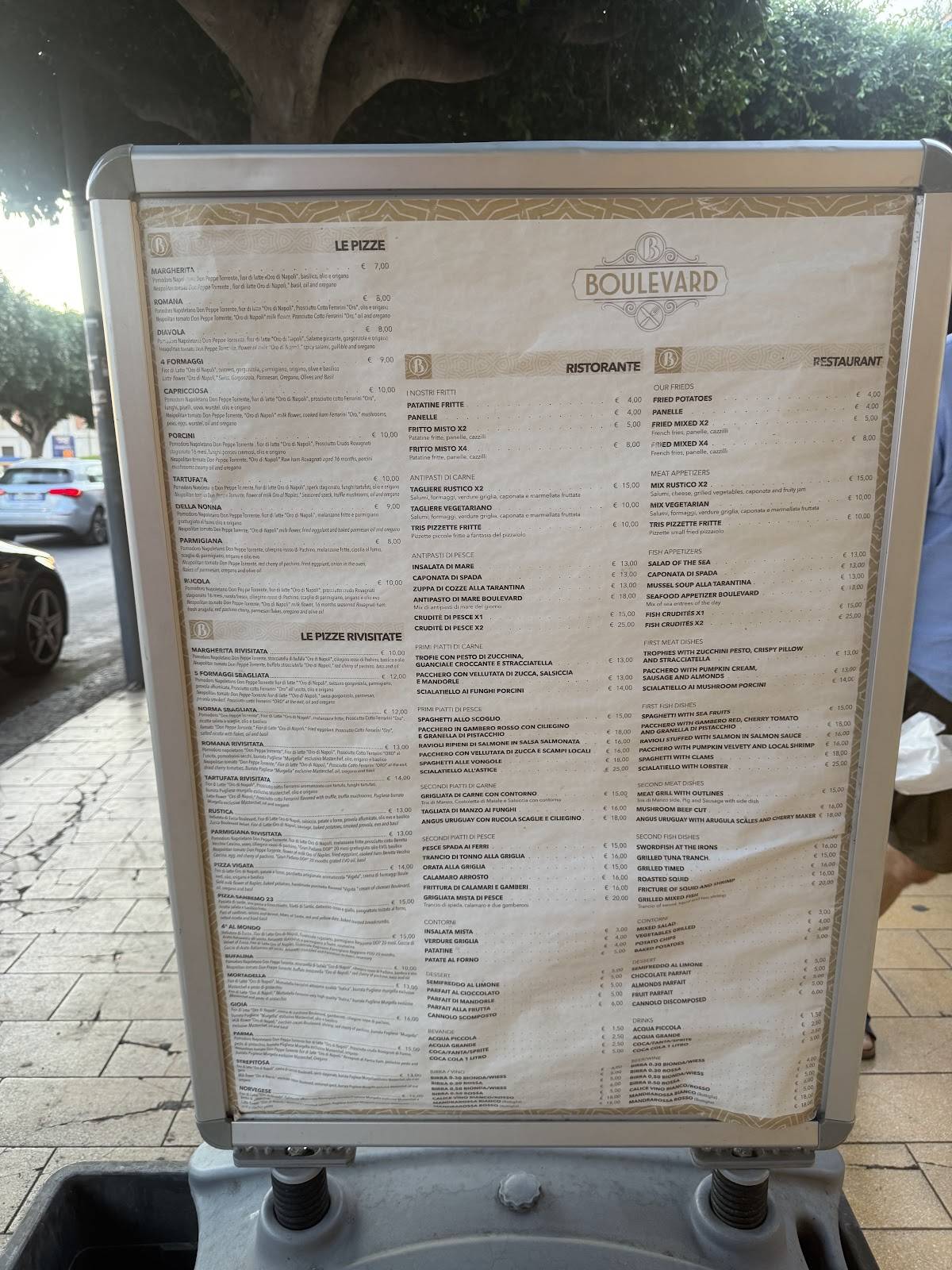 Menu di Pizzeria Ristorante Boulevard 