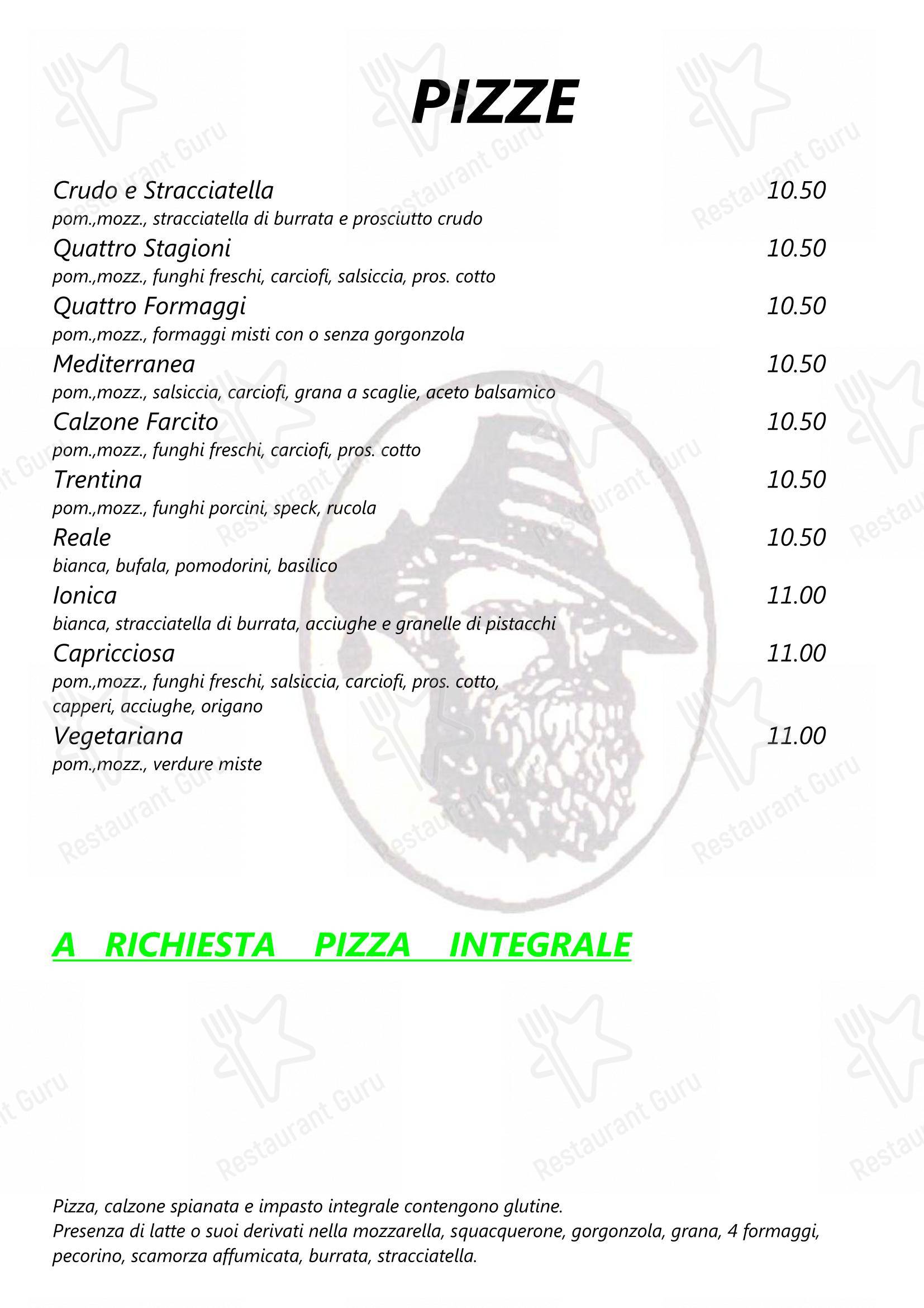 Menu di Pizzeria Ristorante Il Passatore - Menu bar