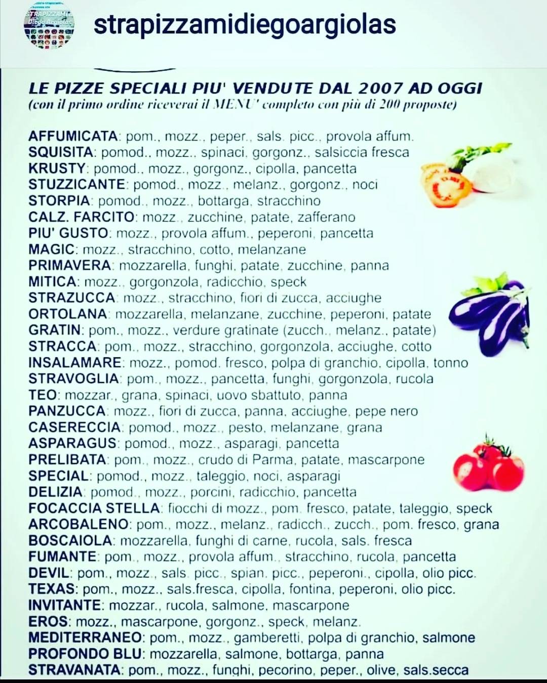 Menu di STRAPIZZAMI di Argiolas Diego - Monserrato 