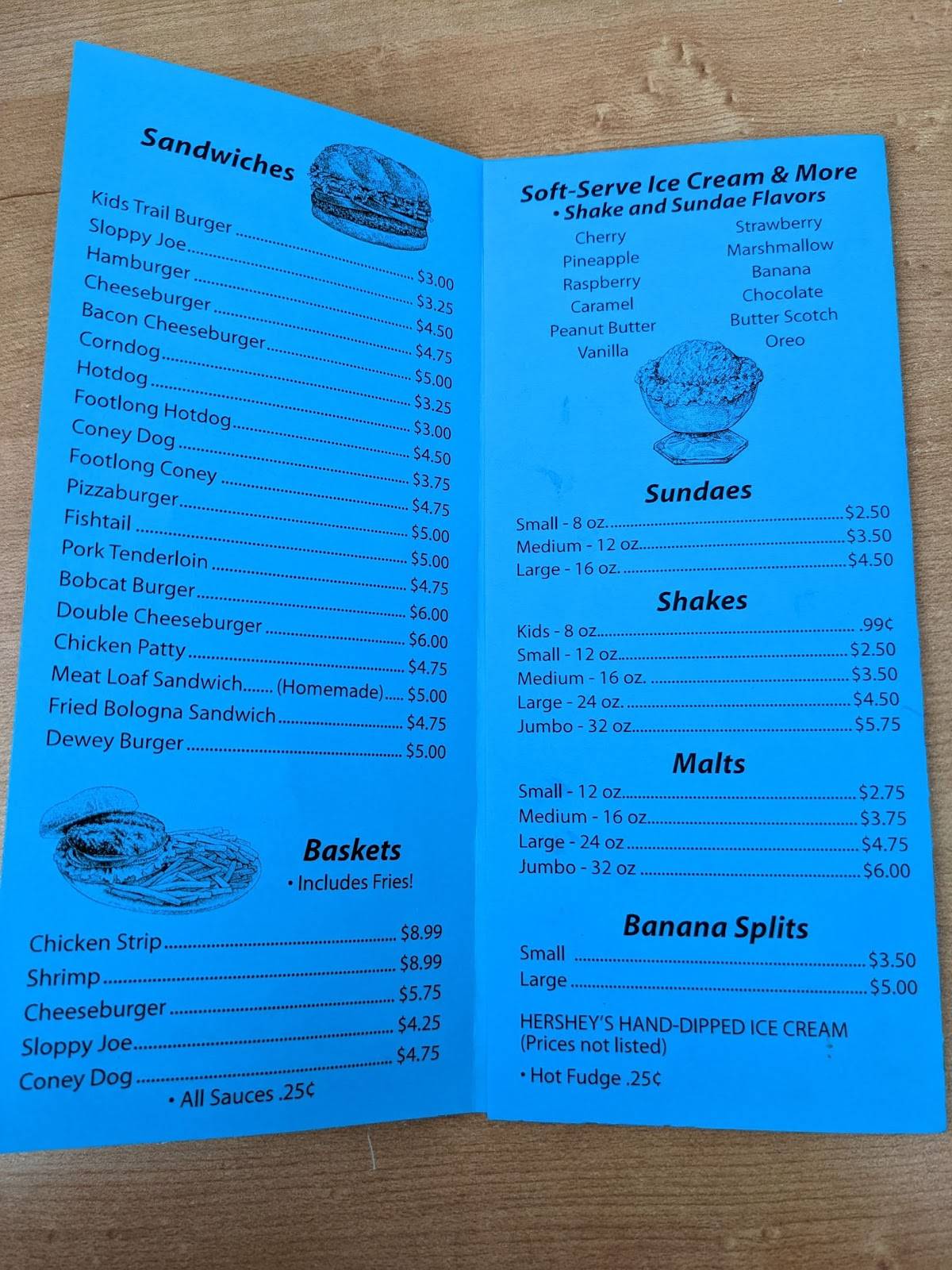Menu at Trail Family Diner pizzeria, Cambridge
