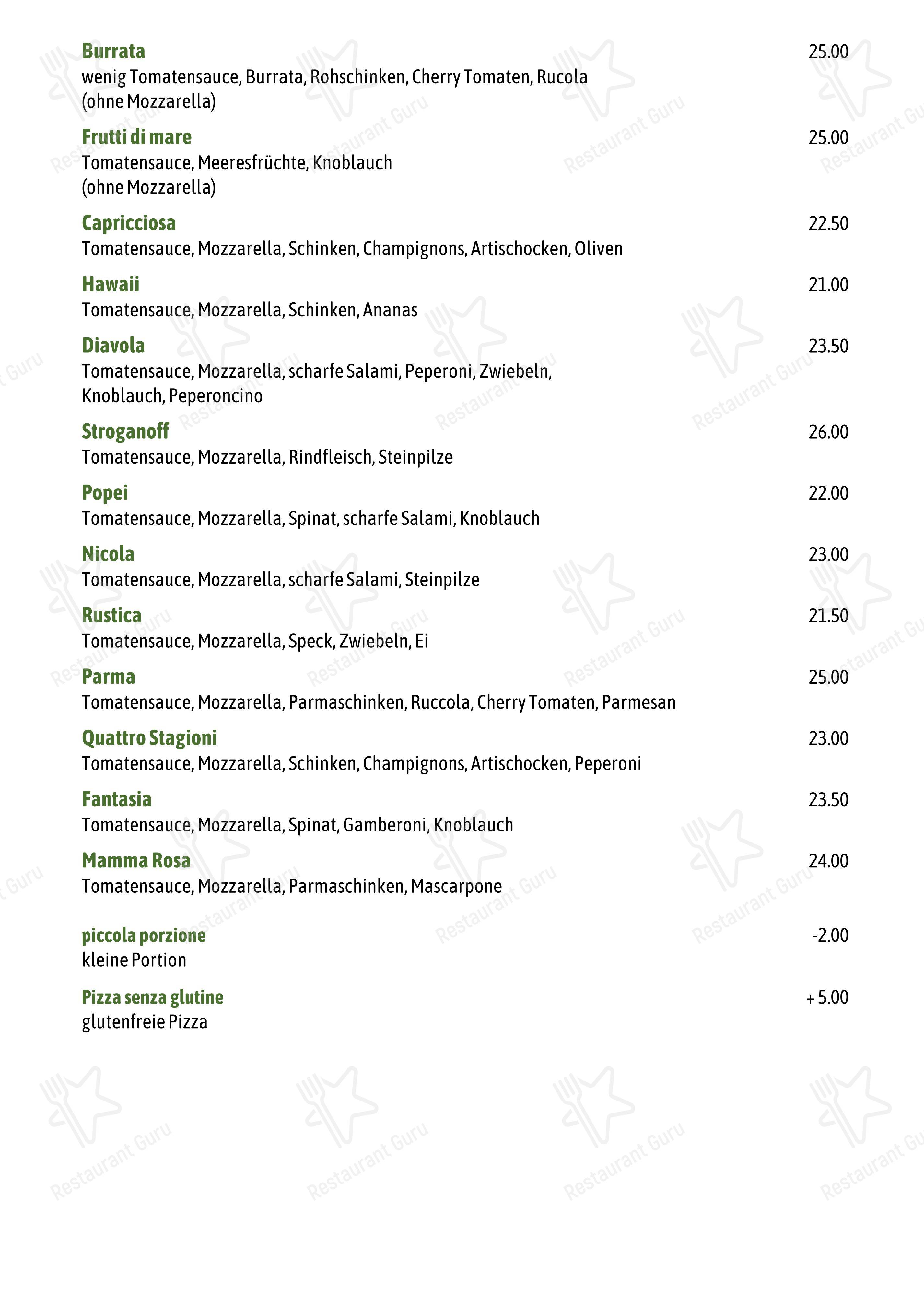 Menu di Pizzeria Trattoria Mammarosa - Menu