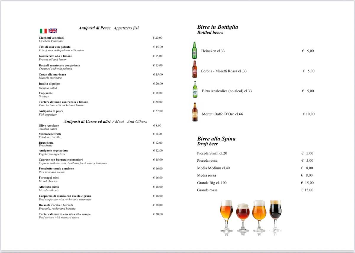 Menu di Trattoria - Pizzeria La Perla Venezia 