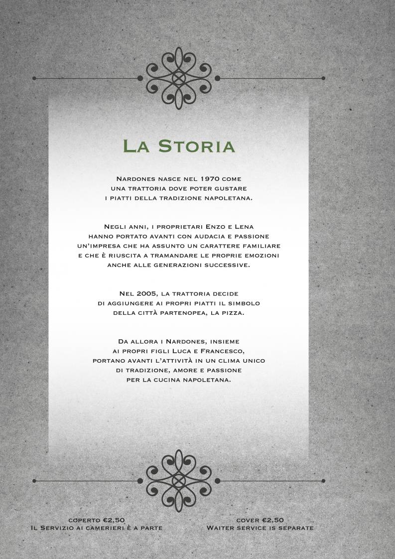 Menu di Trattoria & Pizzeria Nardones Napoli 