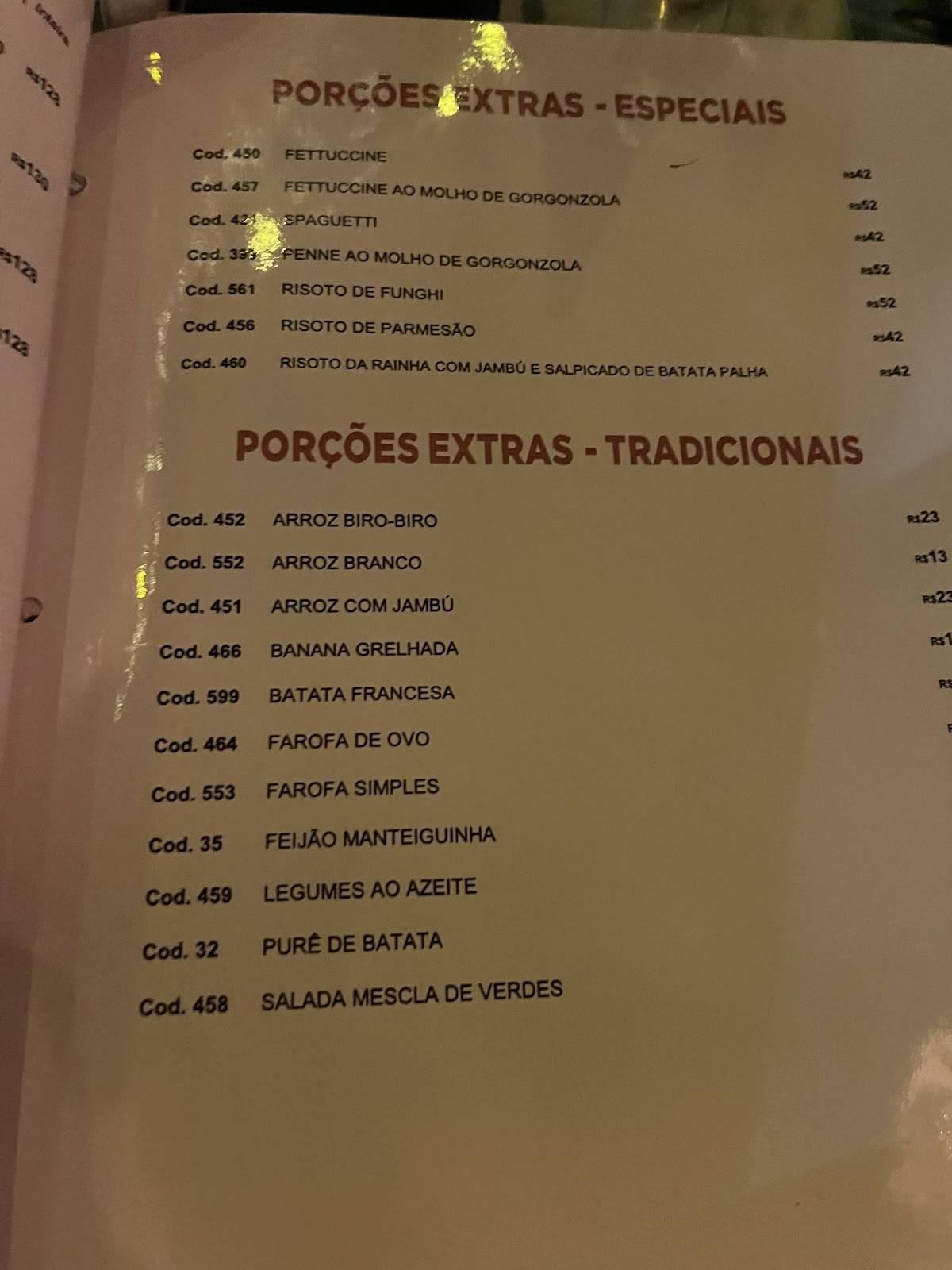 Xícara da Silva cardápio