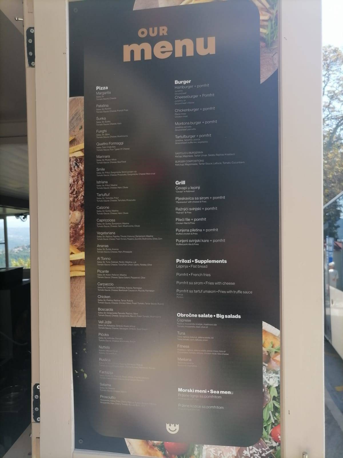Menu di Pizzeria & Grill Smile Motovun 