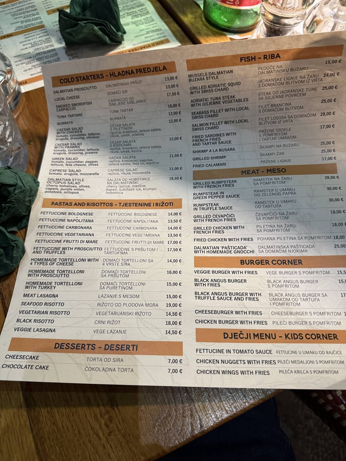 Menu di Pizzeria split 