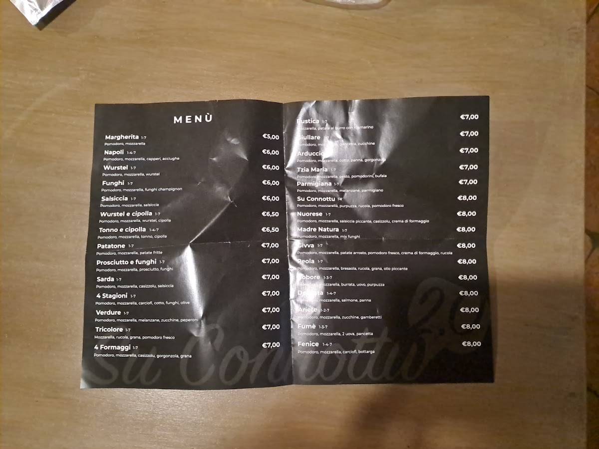 Menu di Pizzeria su Connottu 