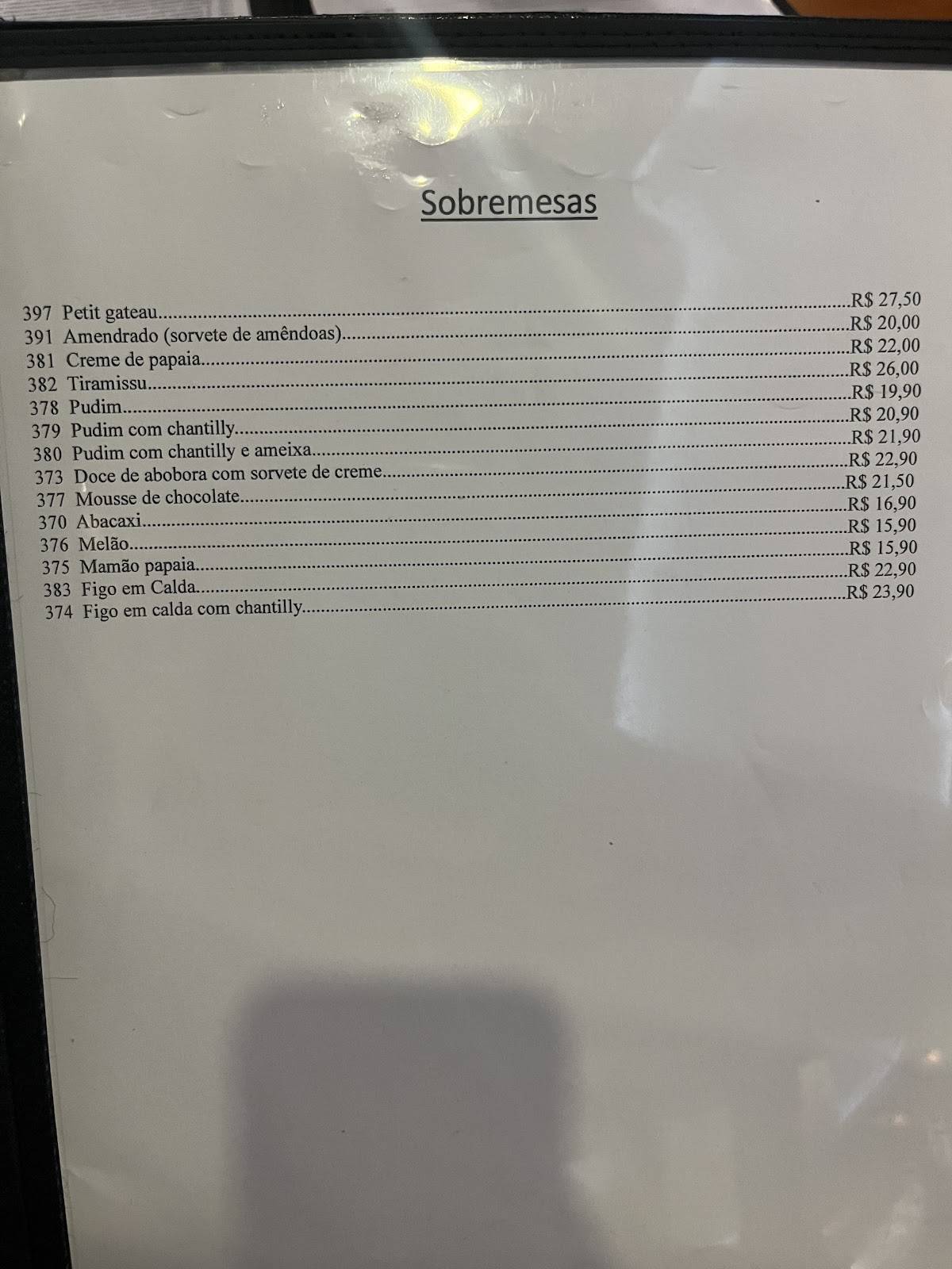 Planeta's Restaurante cardápio
