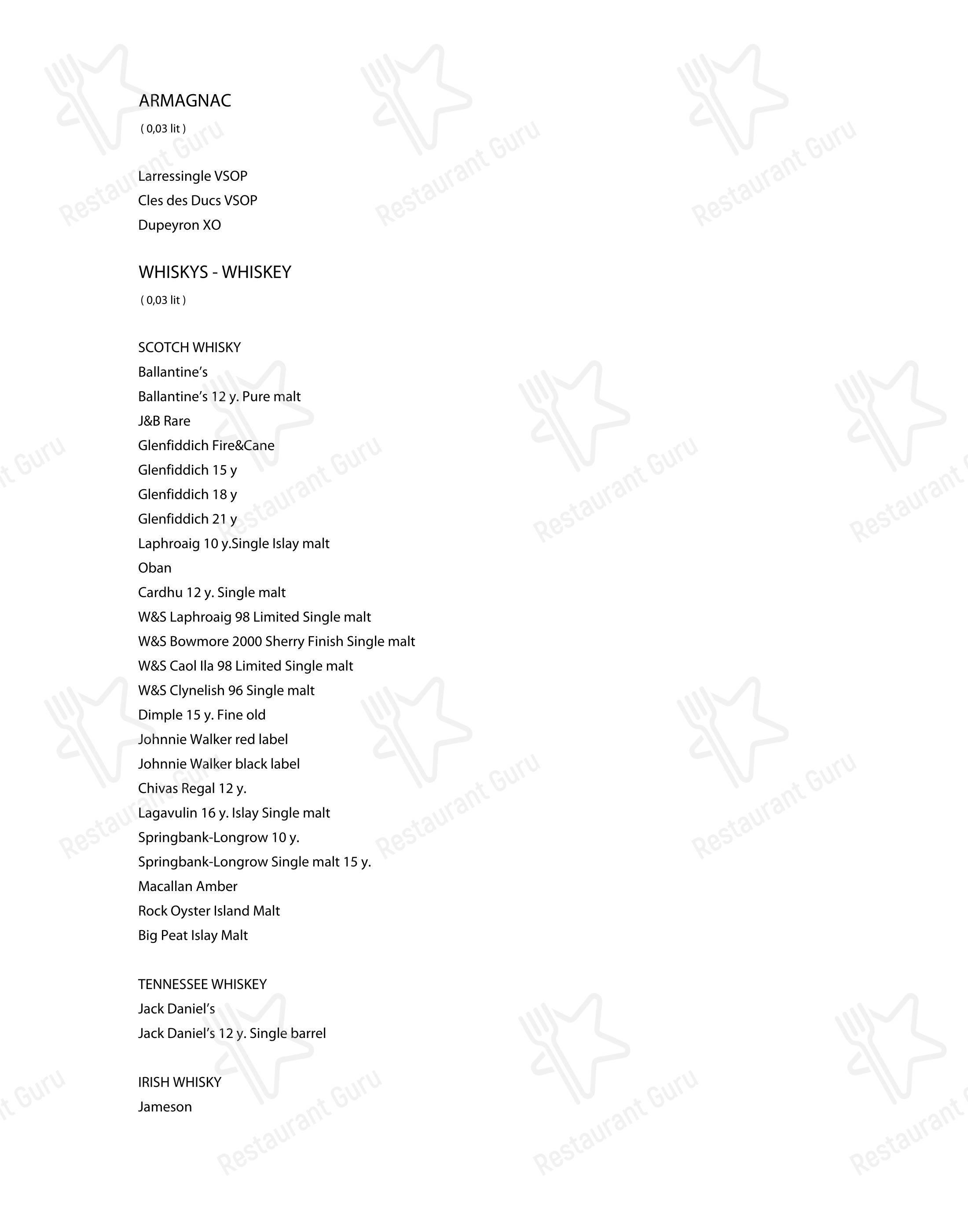 Plavi podrum in Abbazia - Menu