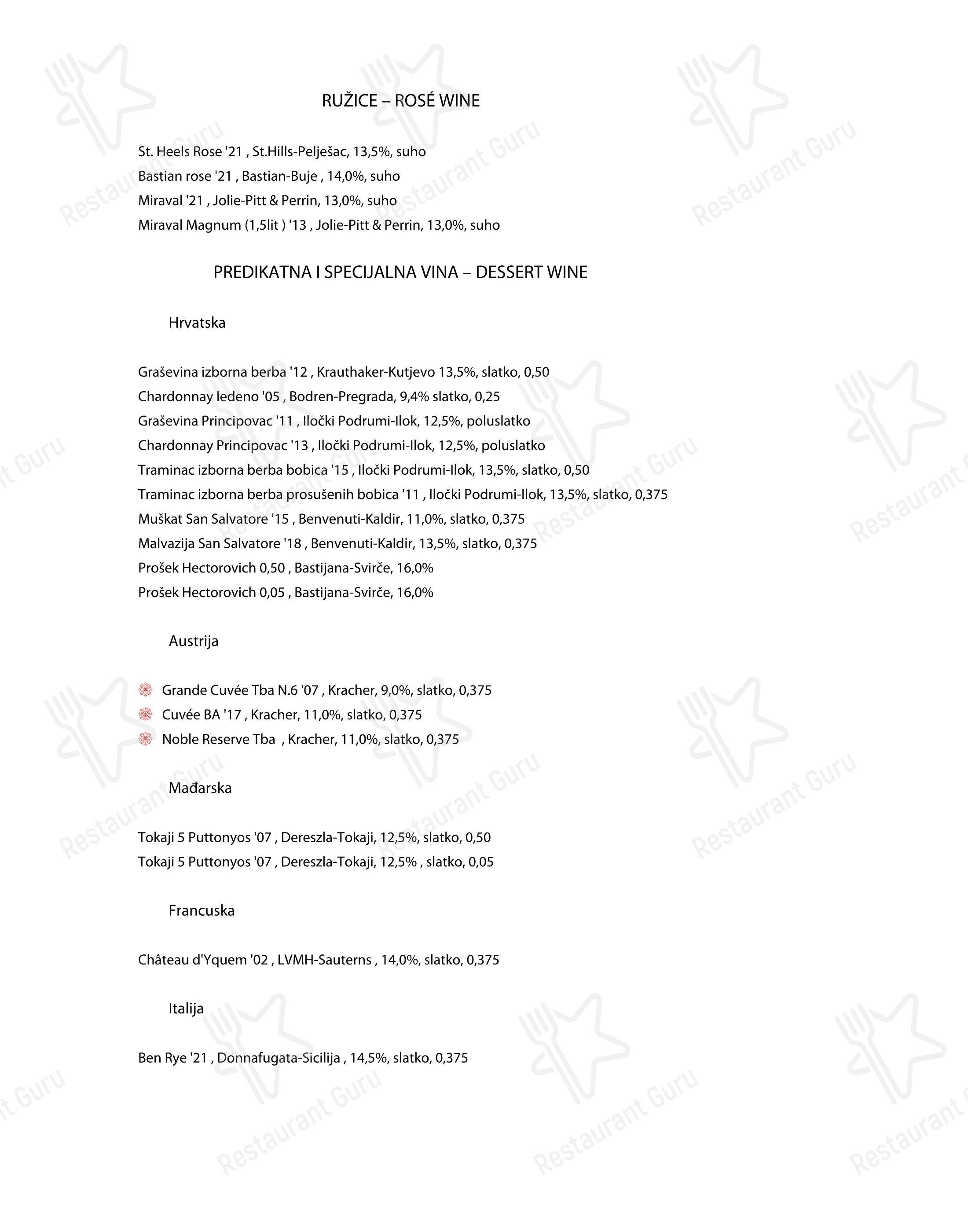 Plavi podrum in Abbazia - Menu