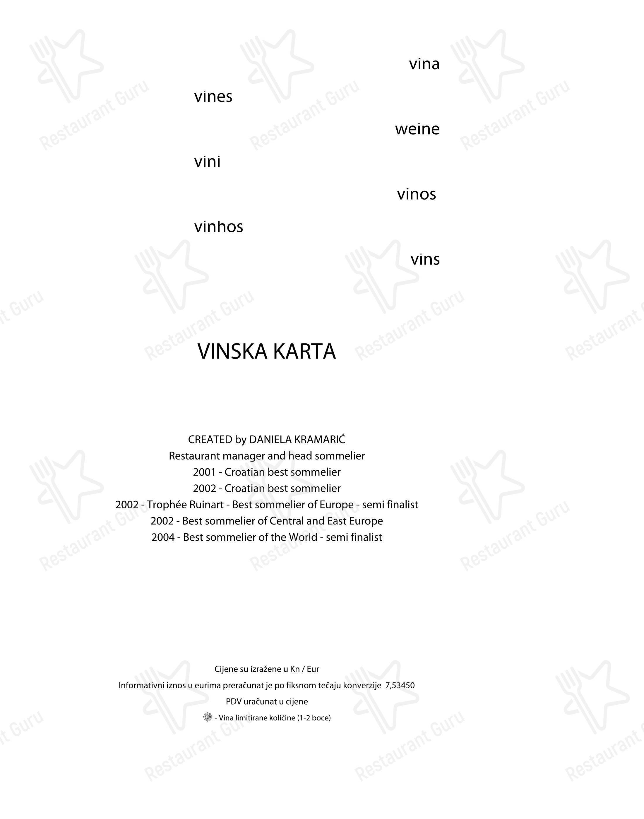 Menu per Plavi podrum in Abbazia