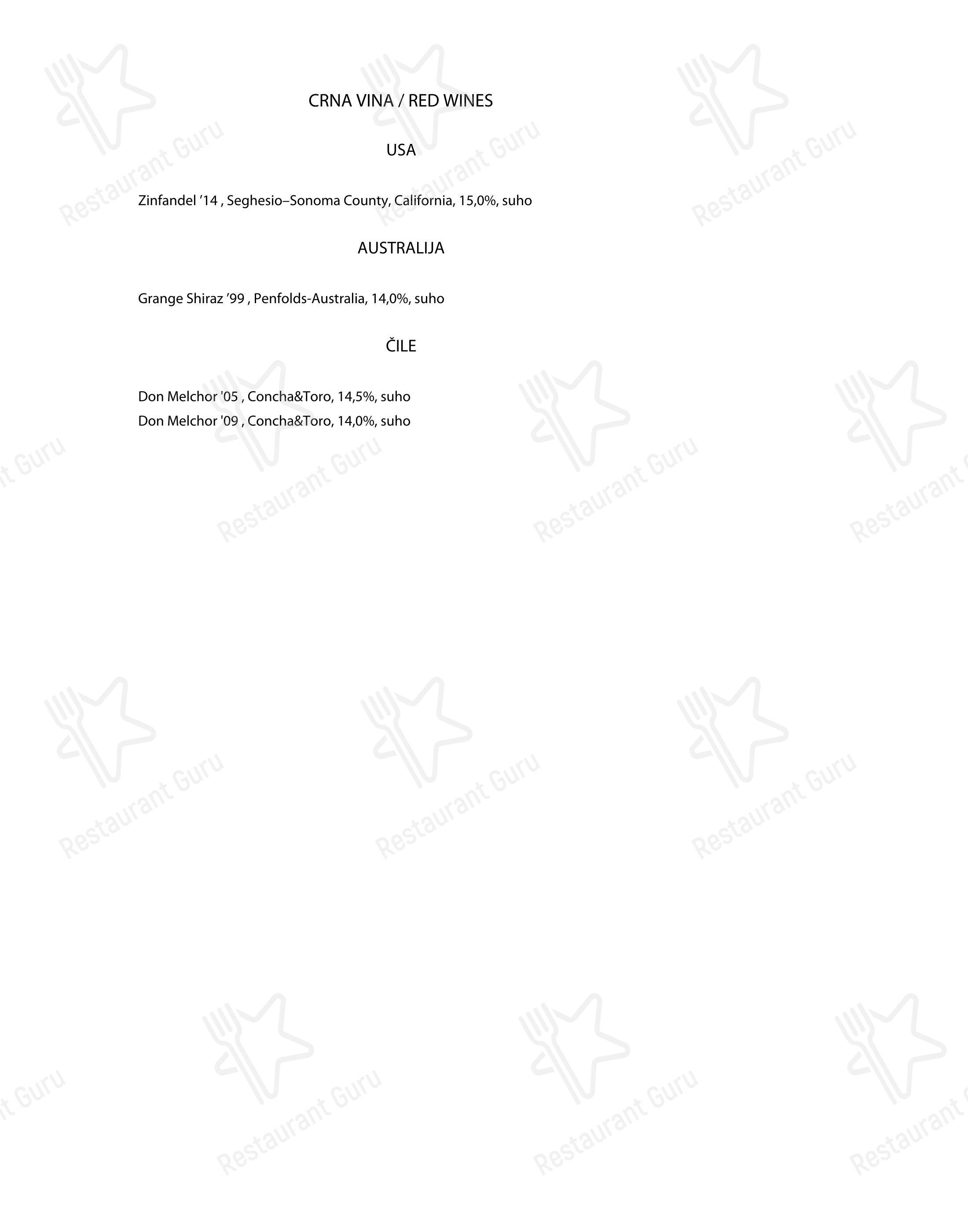 Plavi podrum in Abbazia - Menu