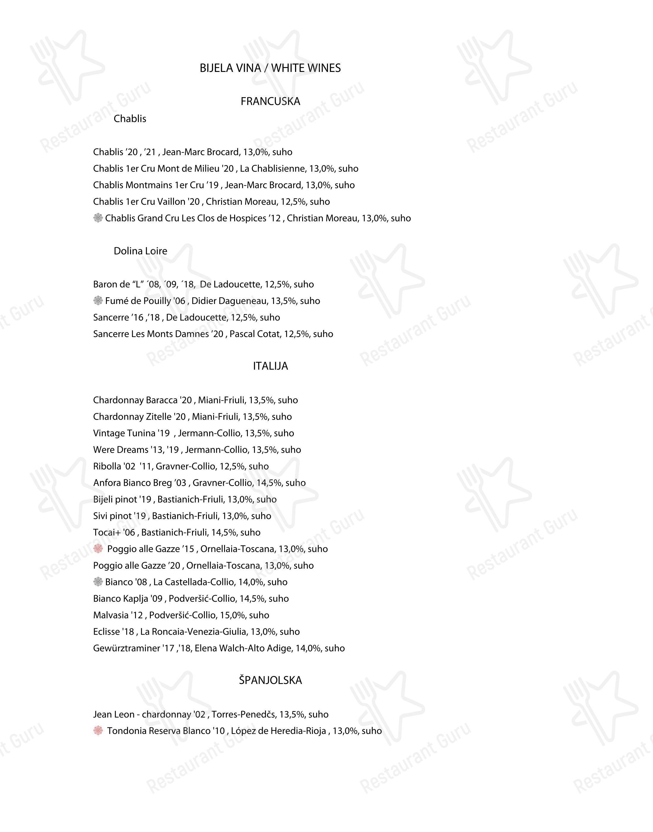 Menu per Plavi podrum ristorante