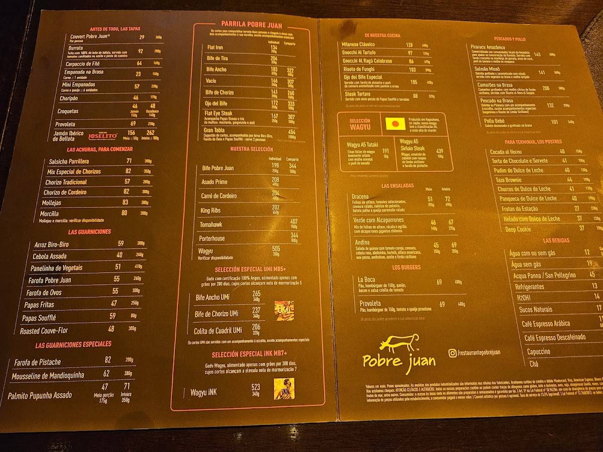 Pobre Juan Morumbi Shopping cardápio