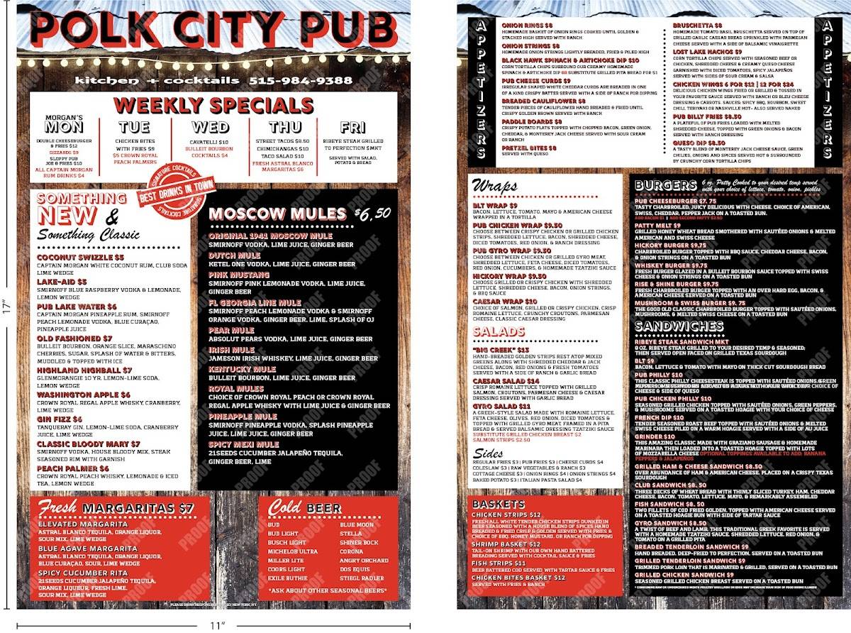 Menu at Polk City Pub, Polk City
