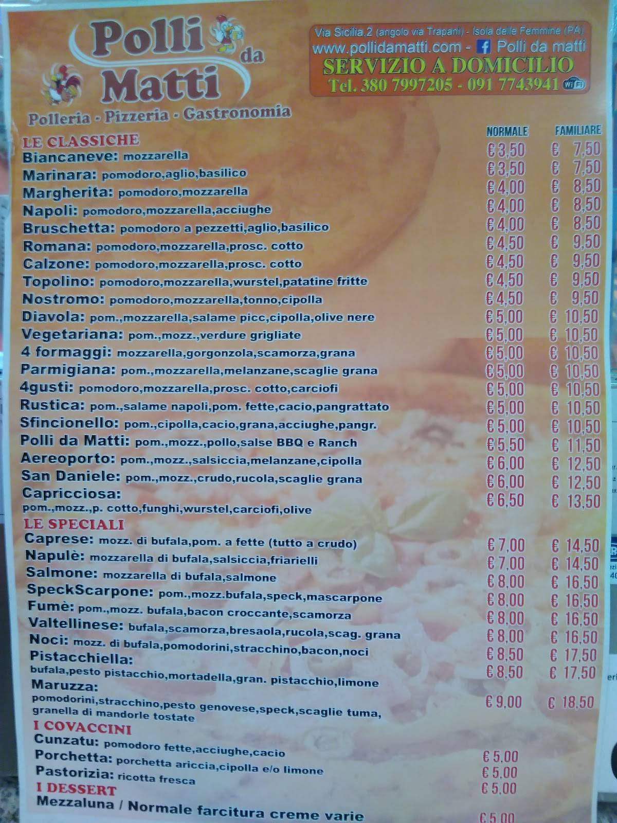 Menu di Polli Da Matti 