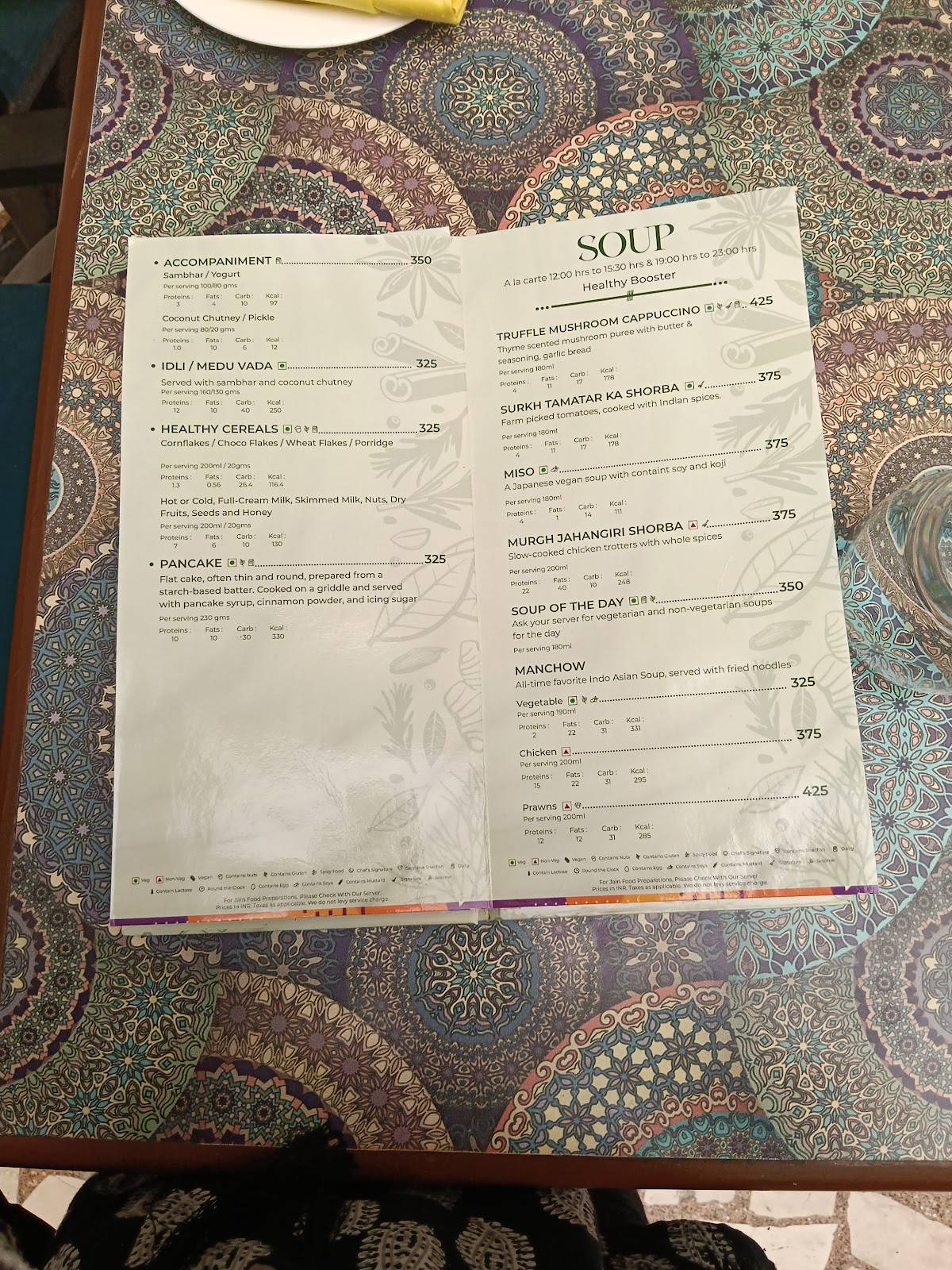 Poolside Cafe menu