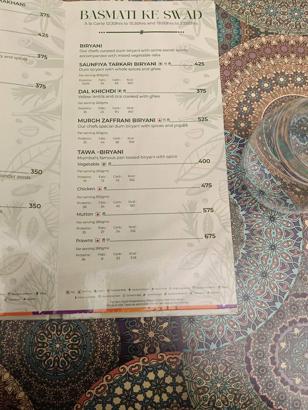 Poolside Cafe menu