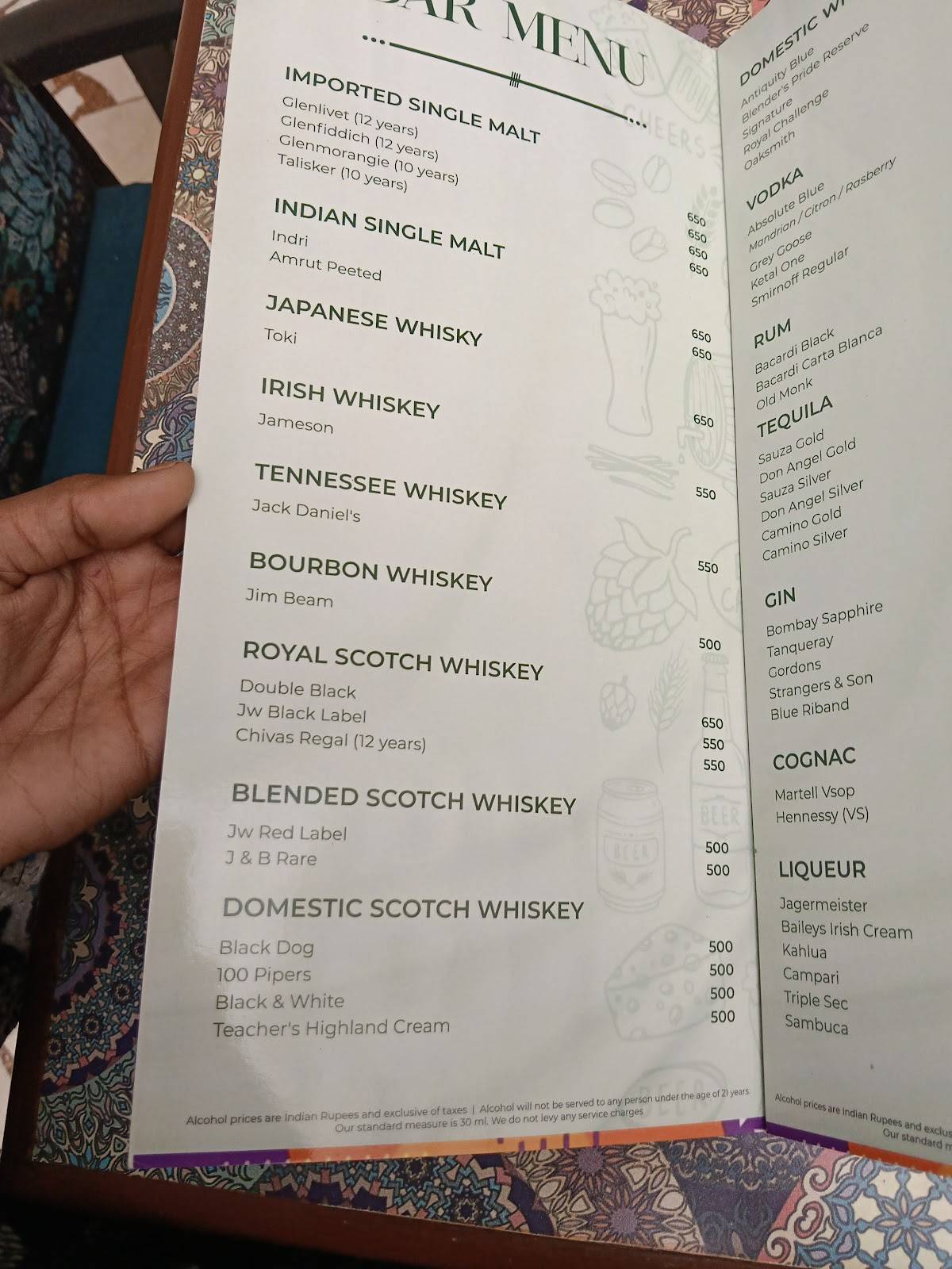 Poolside Cafe menu