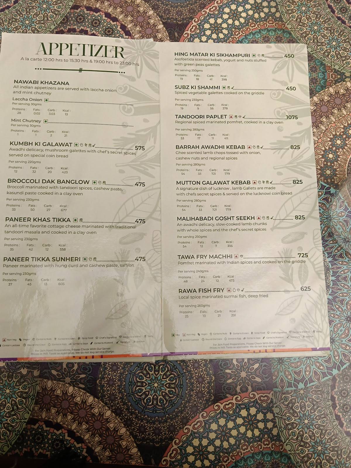 Poolside Cafe menu