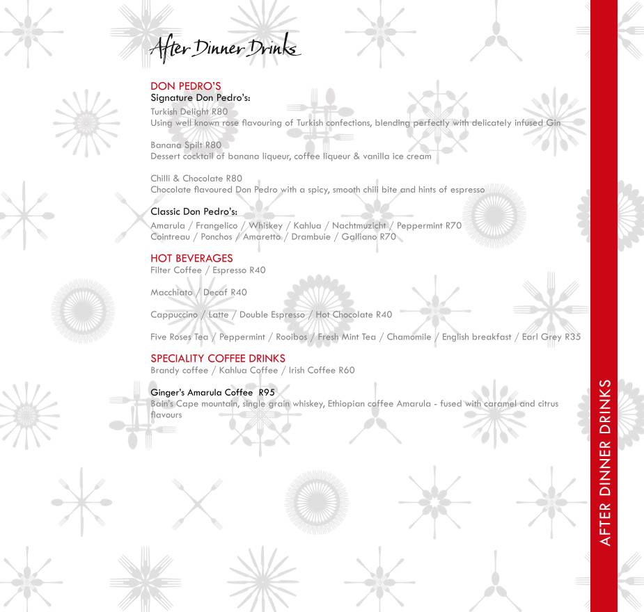 Menu de Ginger The Restaurant