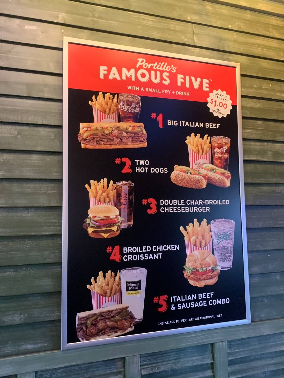 Menu at Portillo's Mishawaka restaurant, Mishawaka