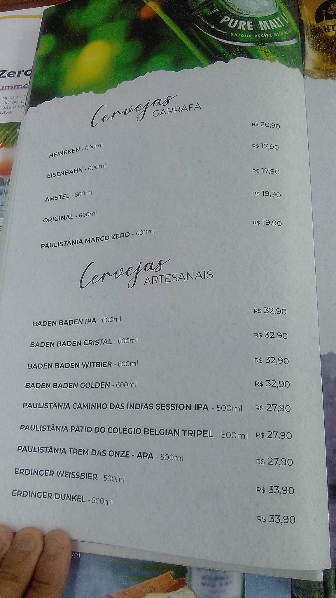 Praça Santa Paula cardápio