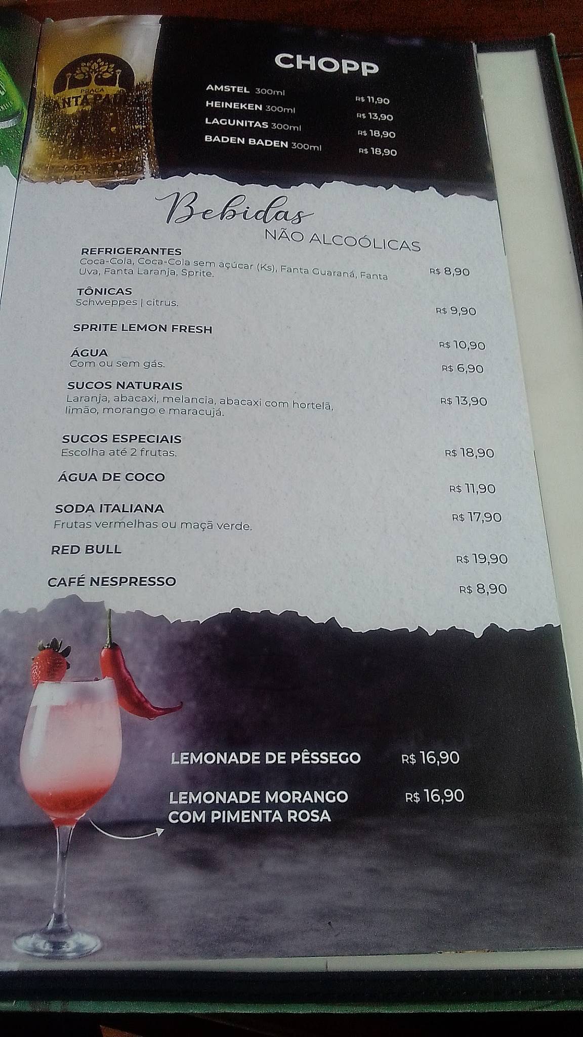 Praça Santa Paula cardápio