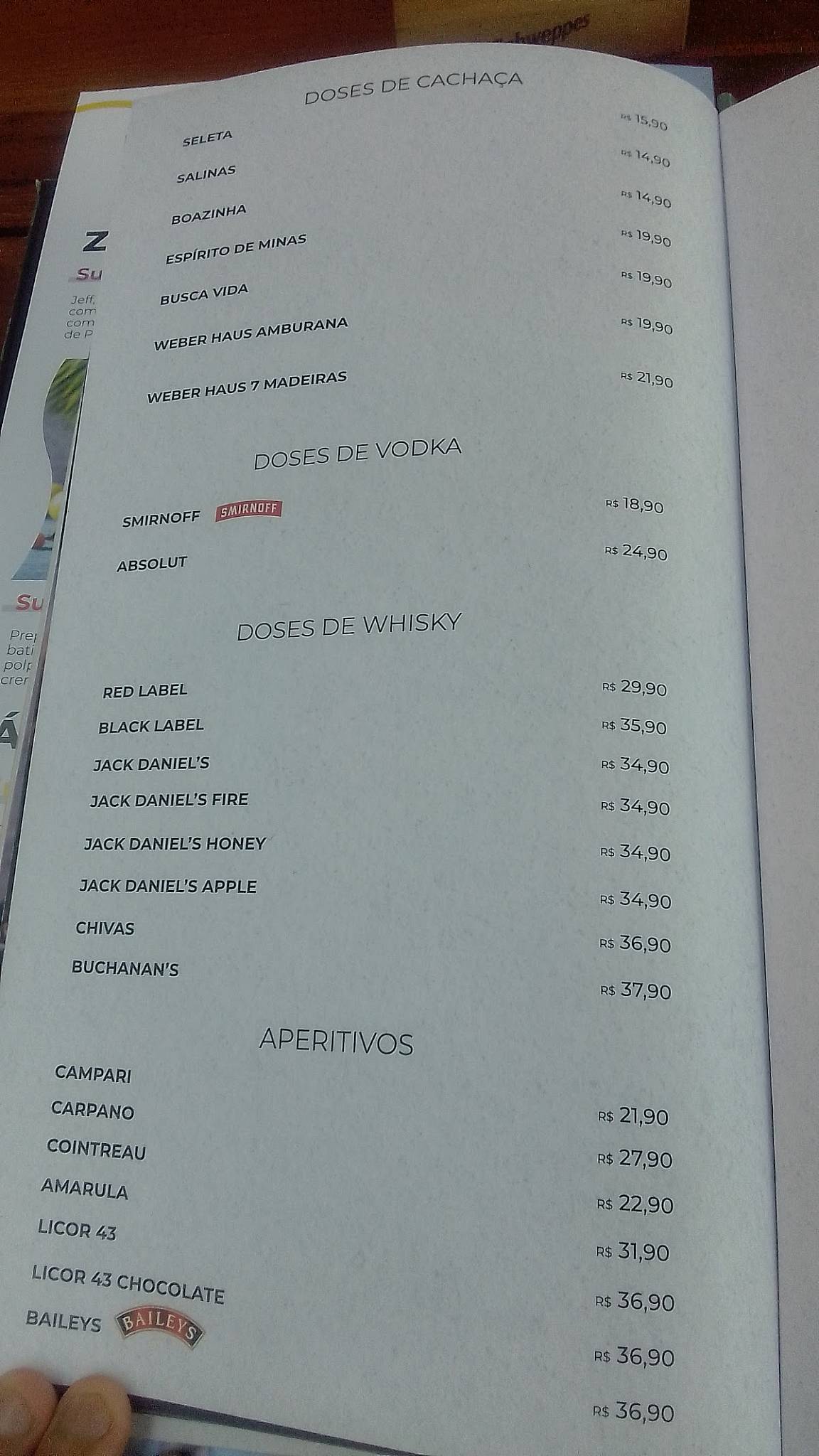 Praça Santa Paula cardápio