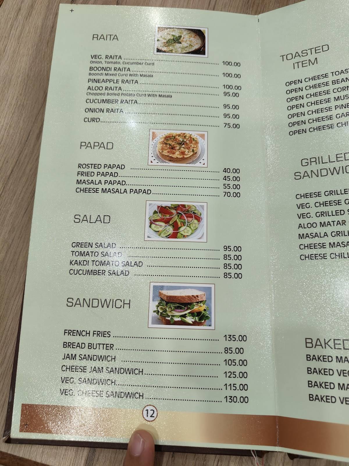 Prasad Restaurant menu