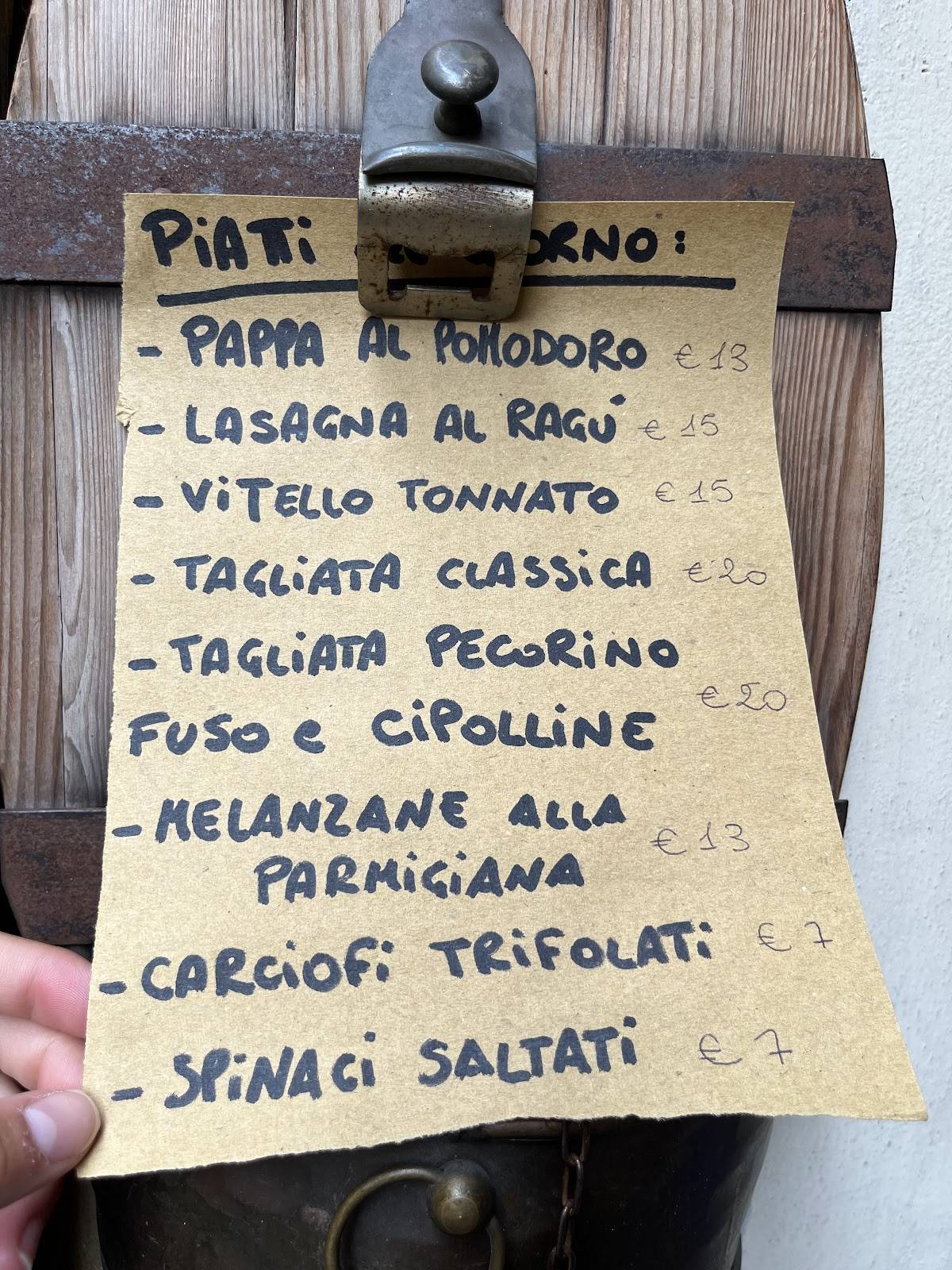 Menu di Prètto Prosciutteria e Convivio 